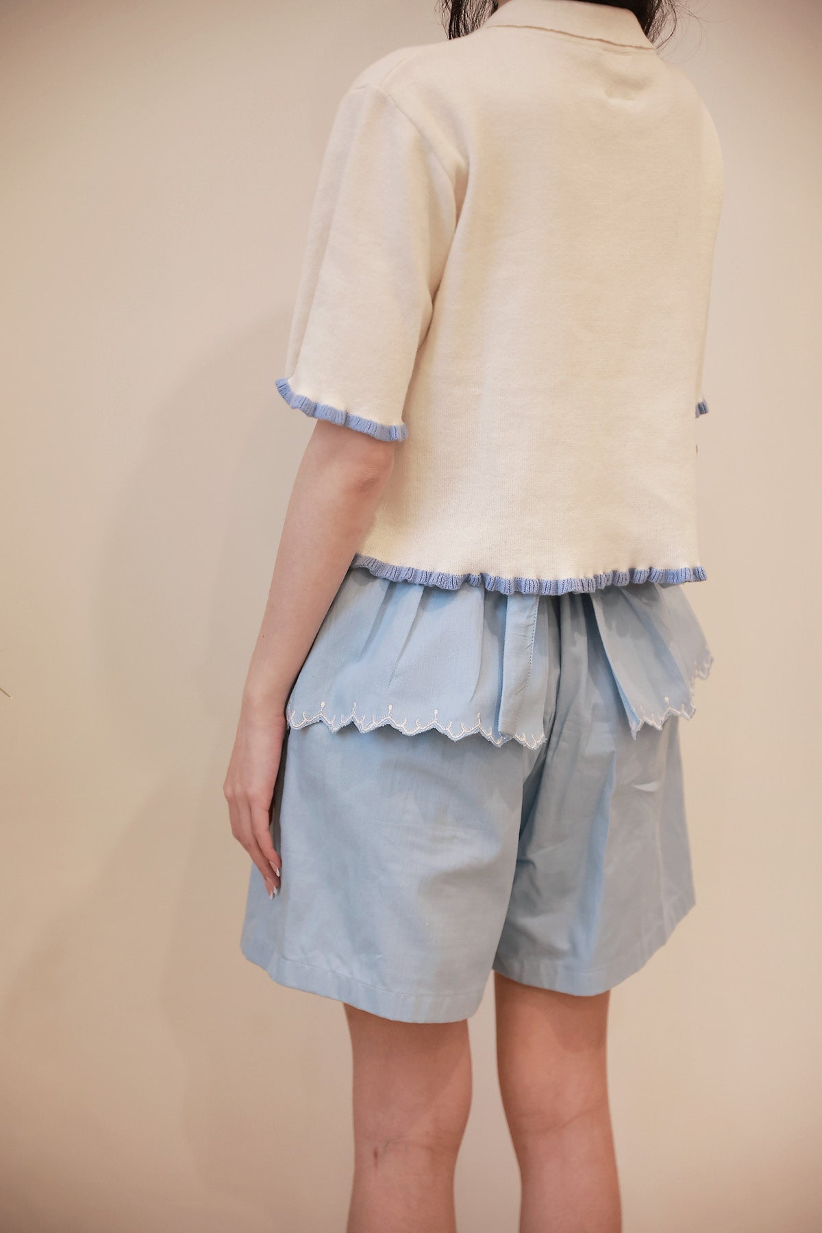 Elodie Peplum Shorts Sky Blue