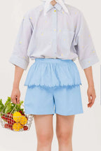 Elodie Peplum Shorts Sky Blue