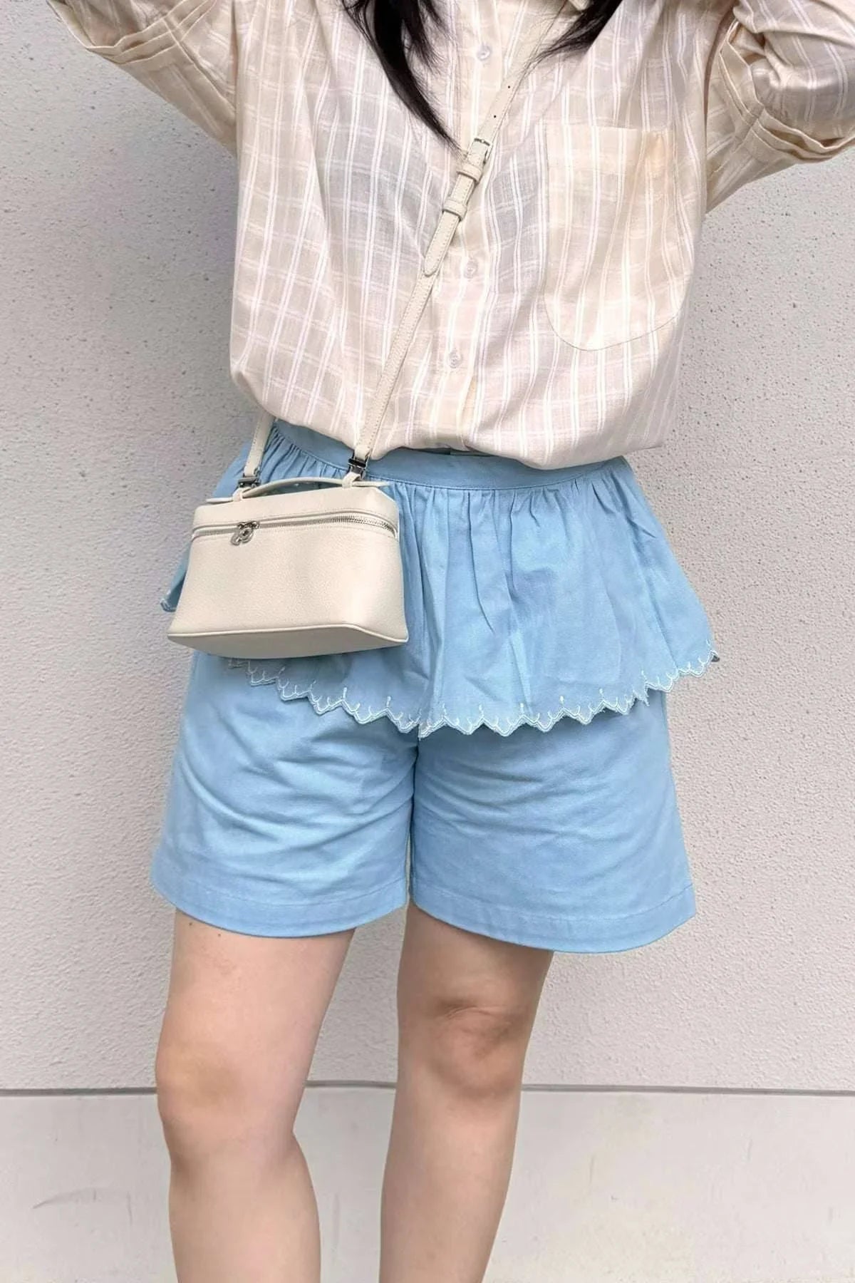 Elodie Peplum Shorts Sky Blue