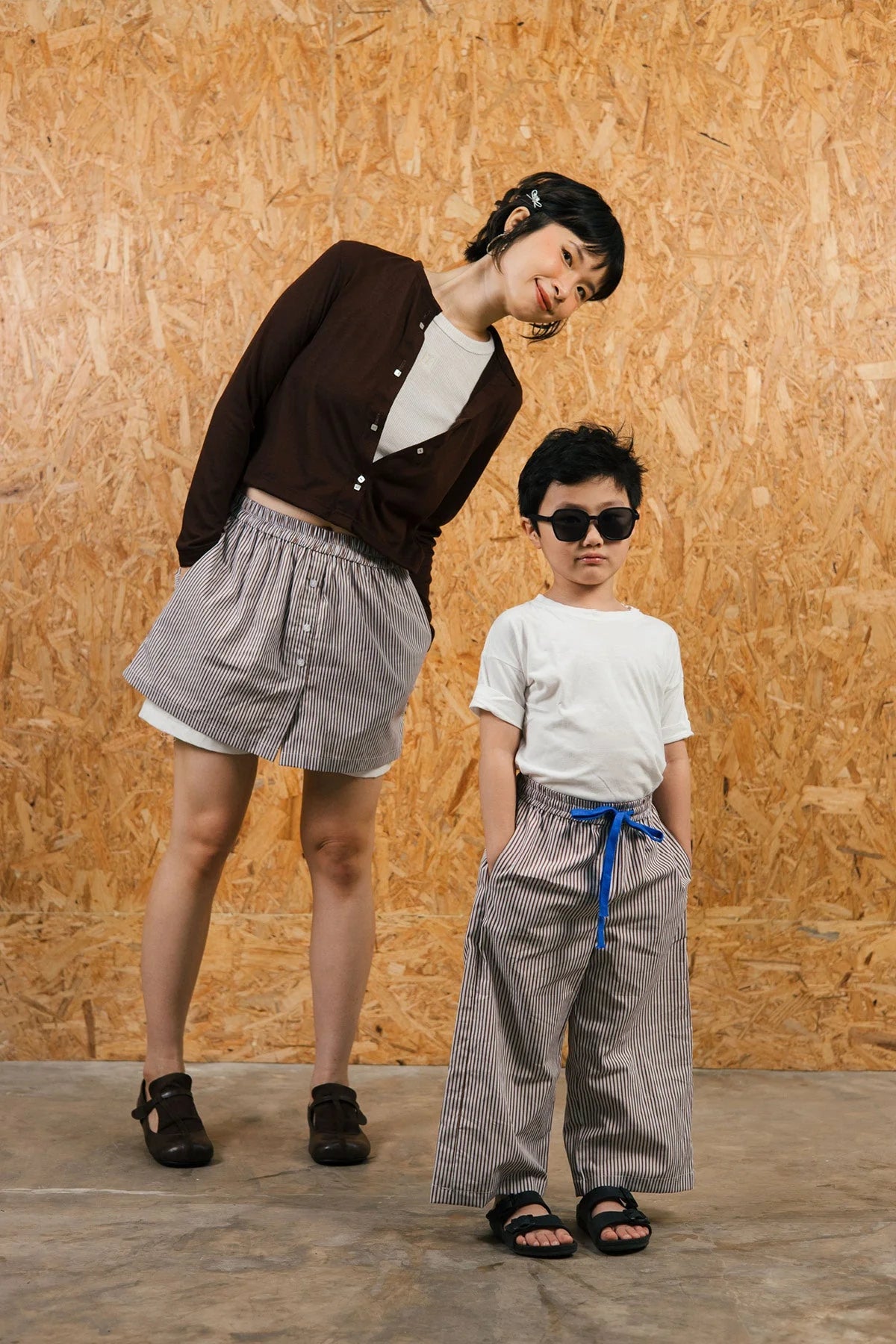 Figs Petite Pants Brown-Blue Stripes