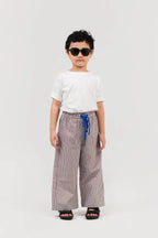 Figs Petite Pants Brown-Blue Stripes