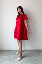 Fira Satin Dress Red