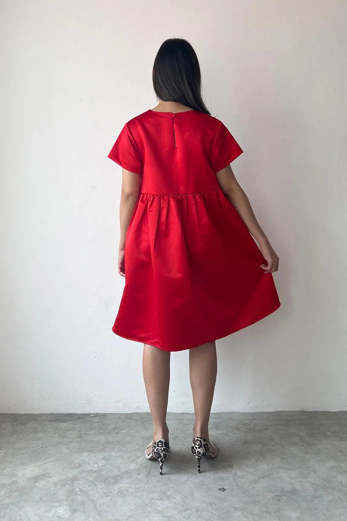 Fira Satin Dress Red