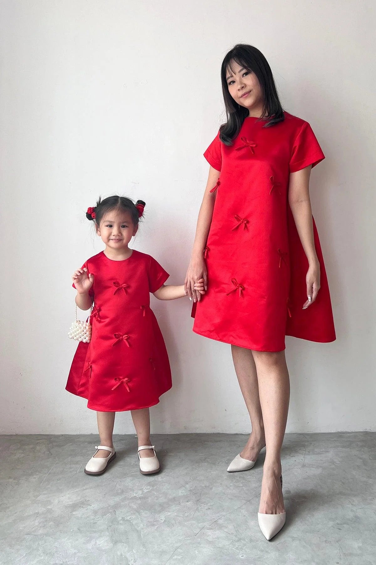 Fira Satin Petite Dress Red