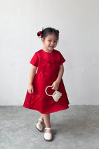 Fira Satin Petite Dress Red