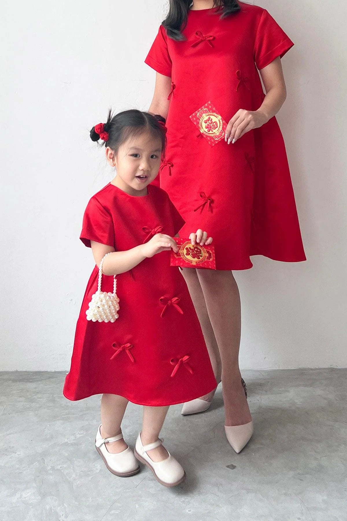 Fira Satin Petite Dress Red