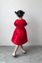 Fira Satin Petite Dress Red