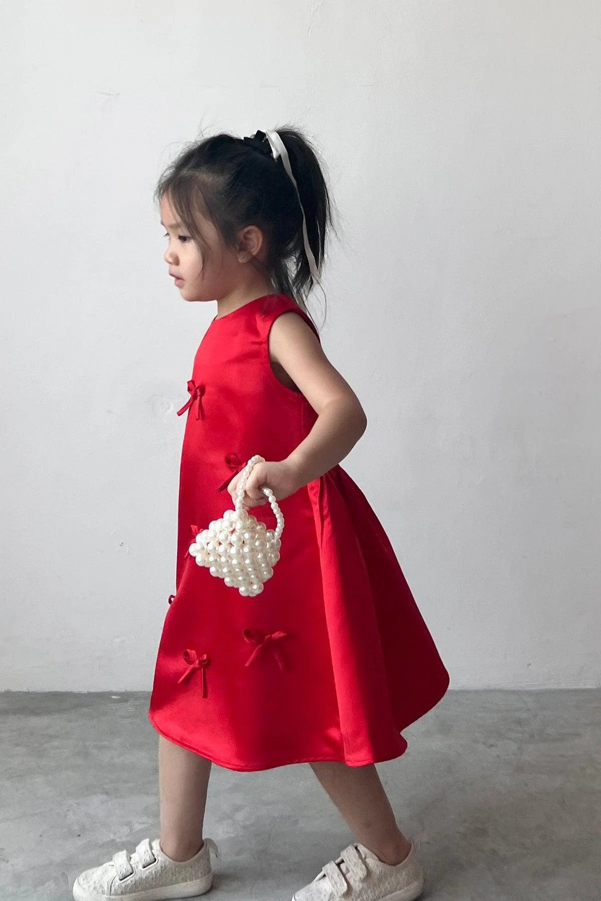 Fira Sleeveless Satin Petite Dress Red