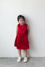 Fira Sleeveless Satin Petite Dress Red