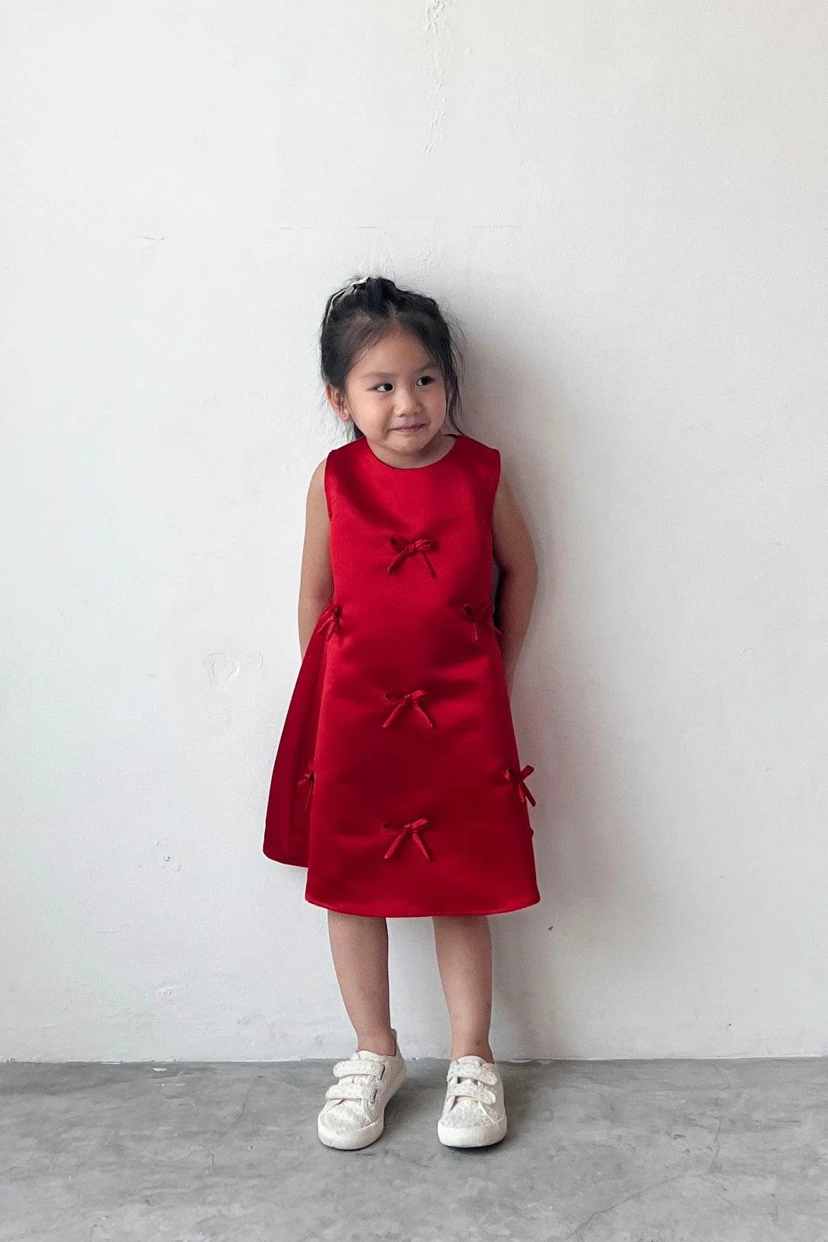 Fira Sleeveless Satin Petite Dress Red