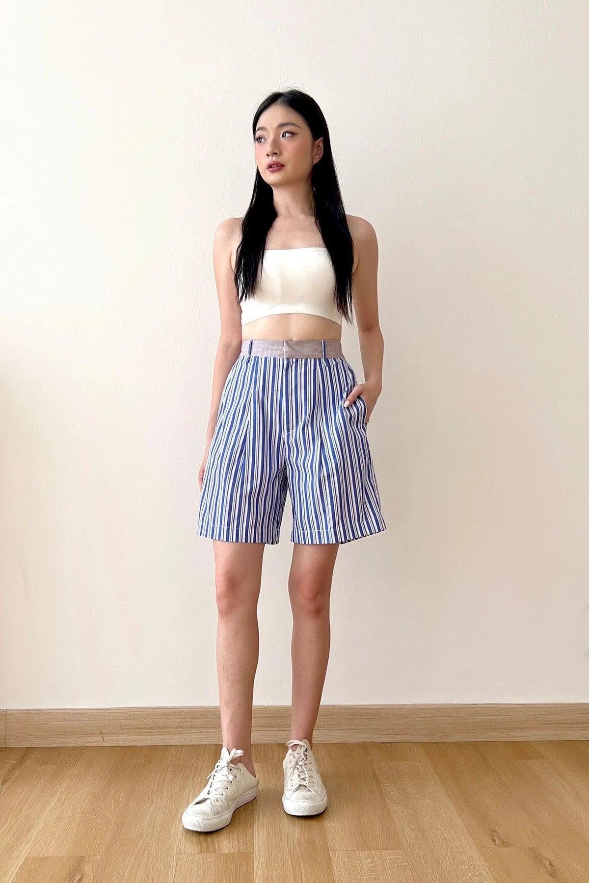 Halle Shirt & Shorts Blue Brown Stripes
