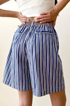 Halle Shirt & Shorts Blue Brown Stripes