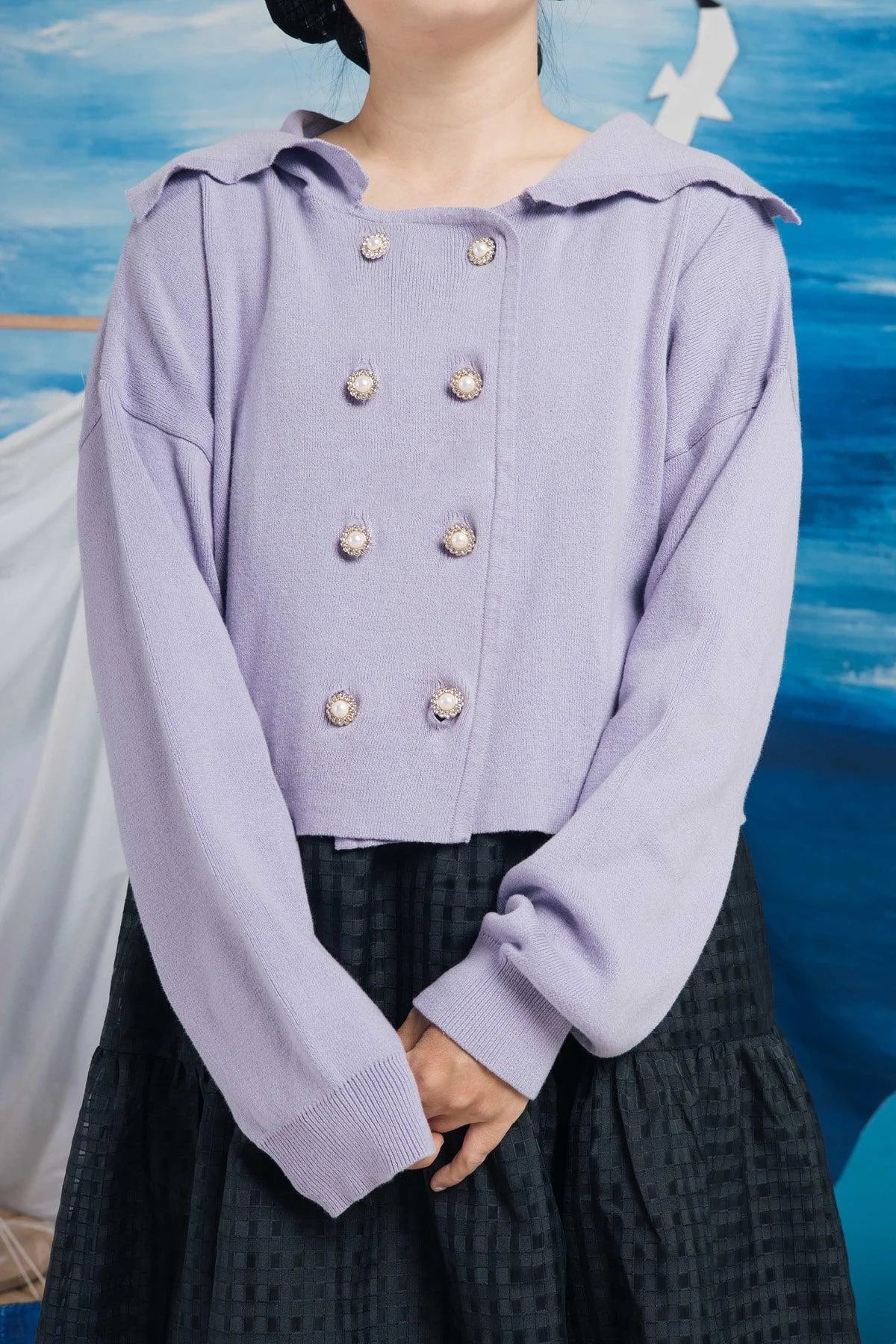 Harlow Sailor Cardigan Lilac