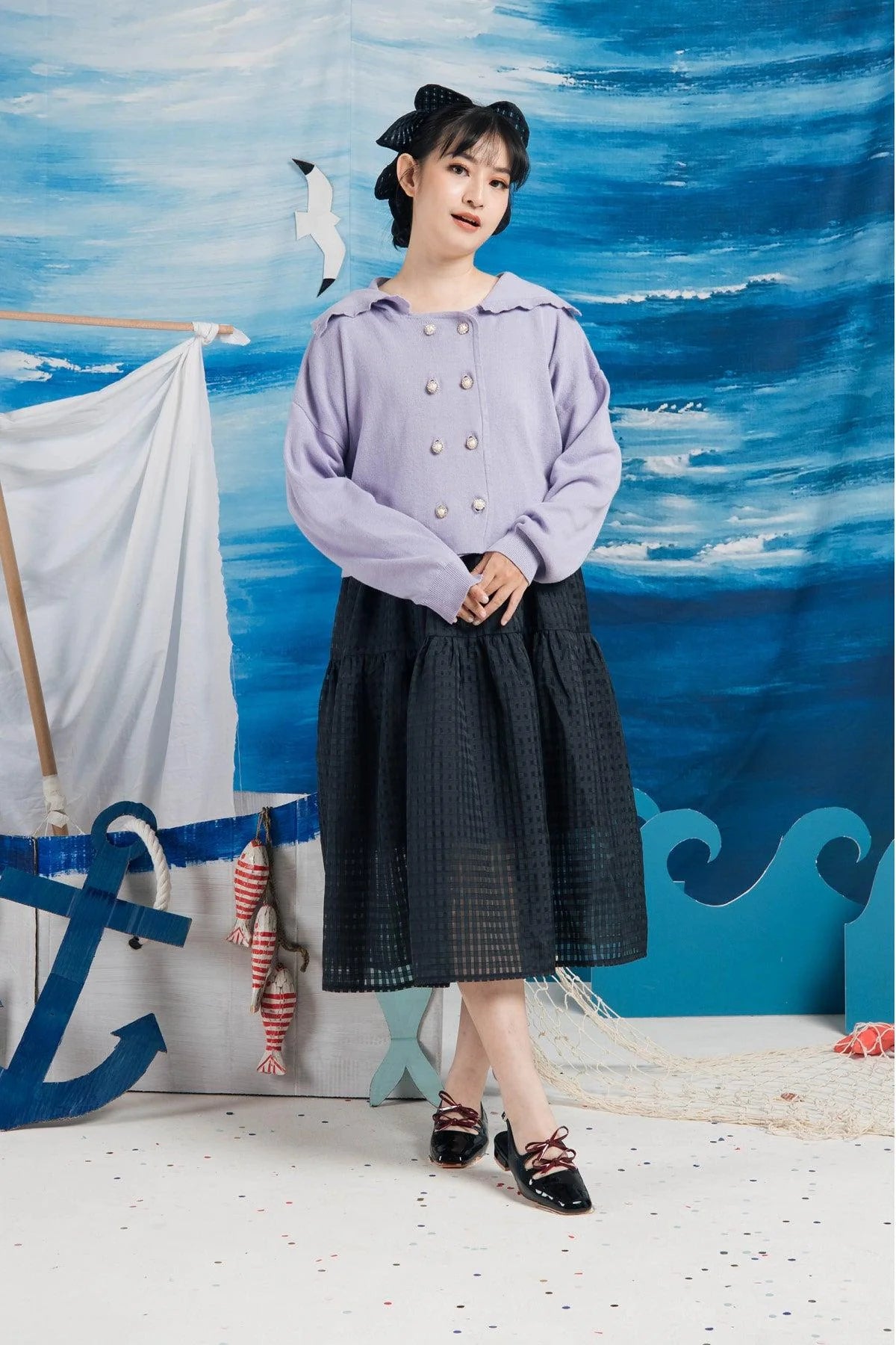 Harlow Sailor Cardigan Lilac