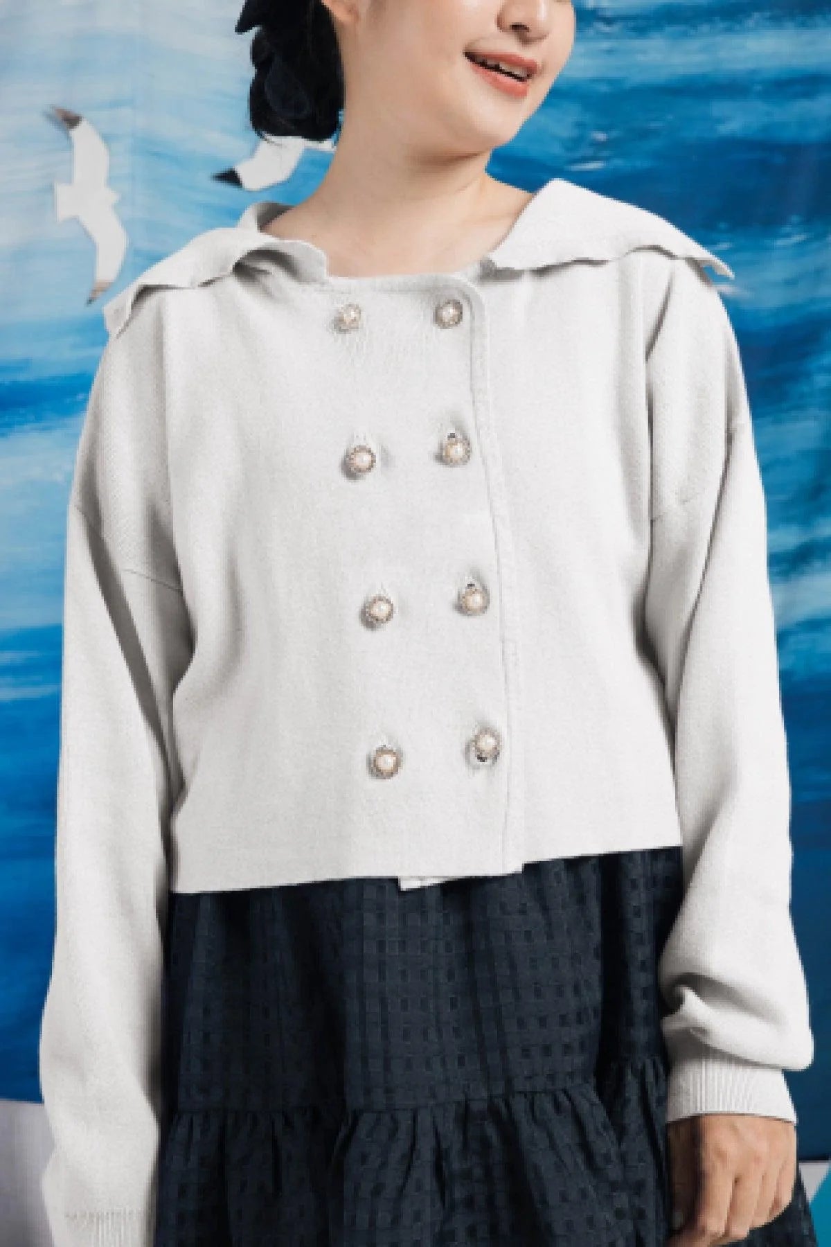 Harlow Sailor Cardigan Off White