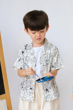 Kai Petite Shirt Black White Doodle