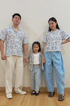 Kai Petite Shirt Blue Tropical Tiles