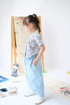 Kai Petite Shirt Blue Tropical Tiles
