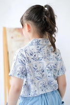 Kai Petite Shirt Blue Tropical Tiles