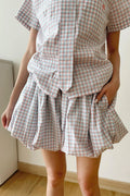 Lara Bubble Pants Blue Orange Plaid