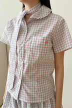 Lara Top Blue Orange Plaid