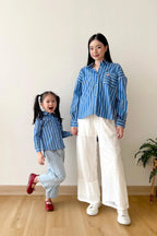 League Petite Shirt Blue White