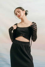 Mesha Open Knitted Top Black