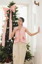 Pica Embroidered Top &amp; Shorts Pink-Red