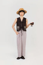 Rhea Pants Cream-Maroon