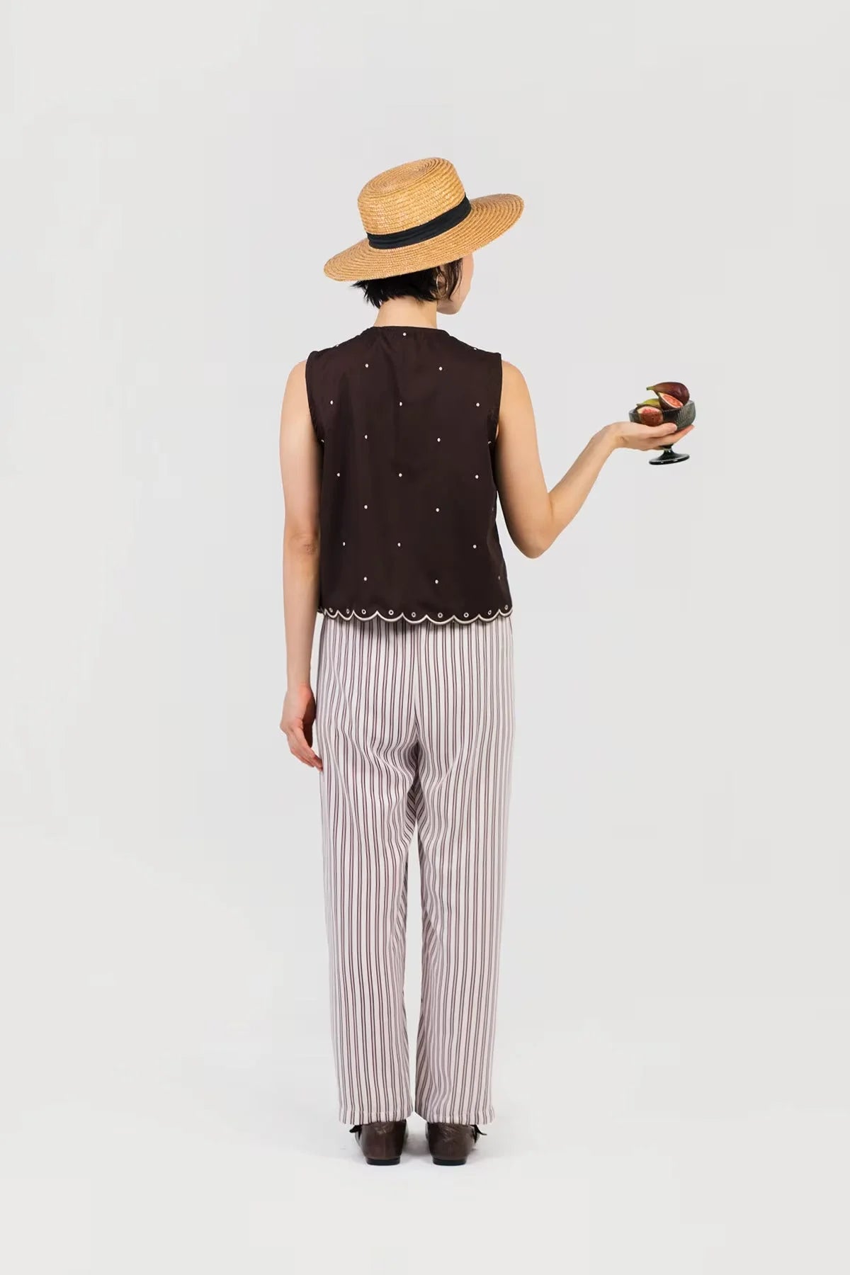 Rhea Pants Cream-Maroon