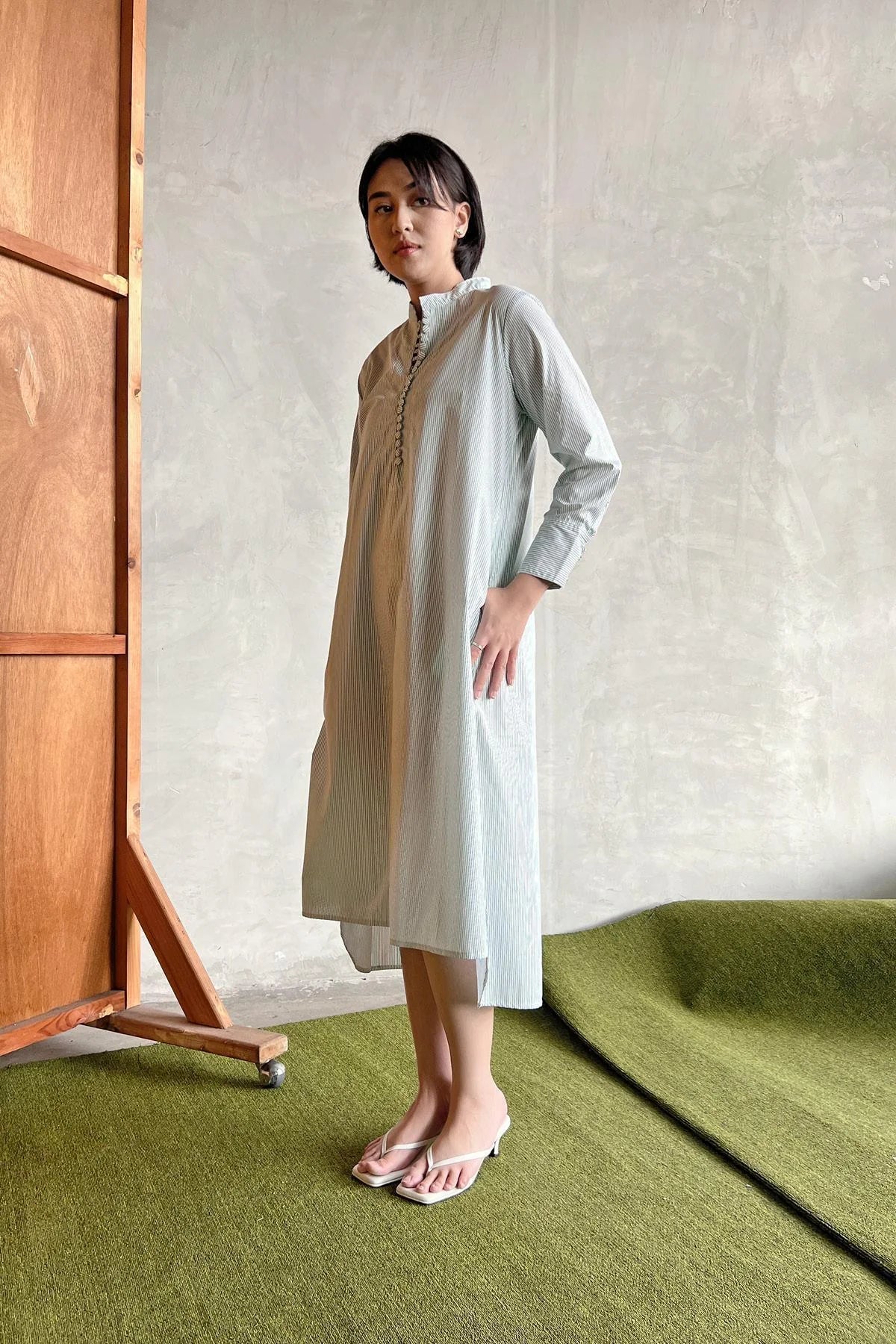 Serena Dress Stripes Green