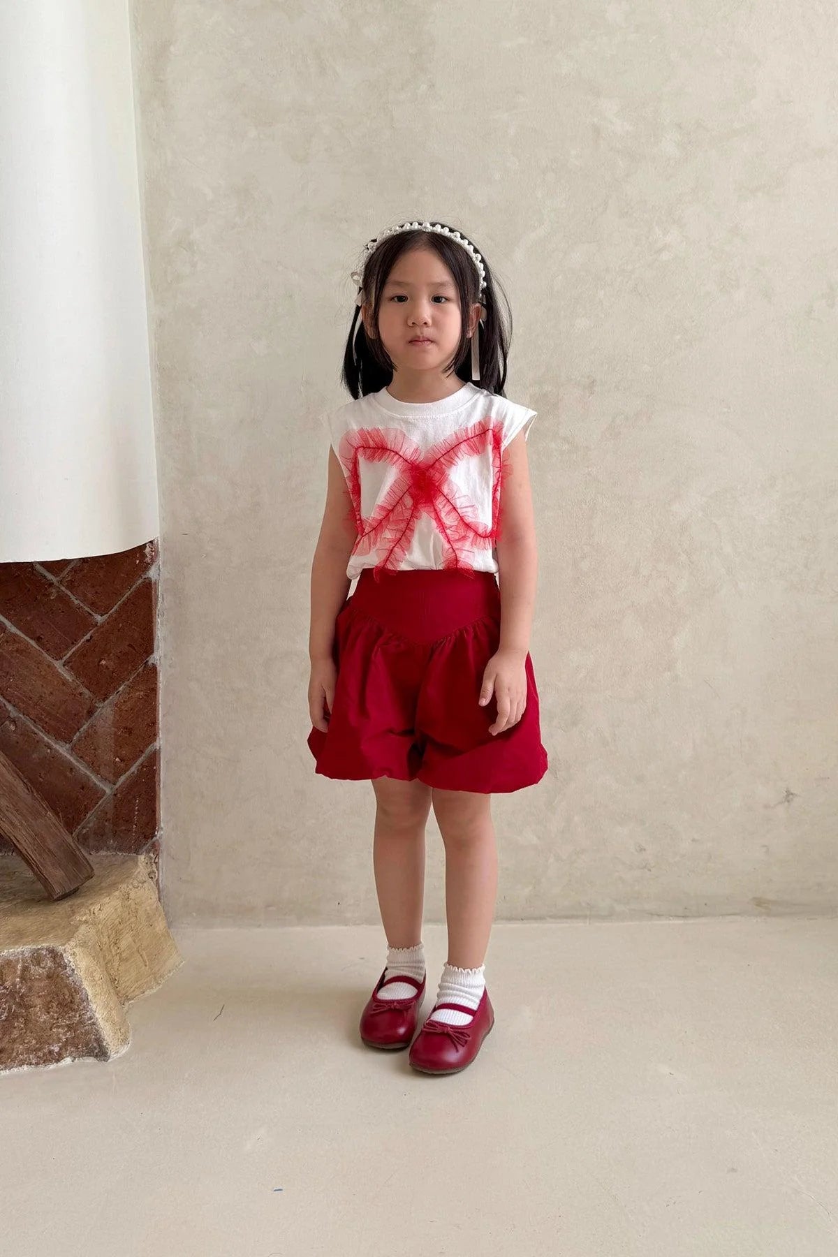 Tutu Petite Muscle Tee White Red