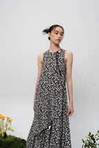 Twister Dress All Black Floral