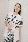 Vague Knit Shirt Black-White