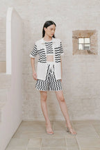 Vague Knit Shirt Black-White