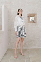 Vague Knit Shorts Black-White