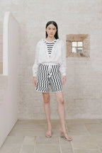 Vague Knit Shorts Black-White