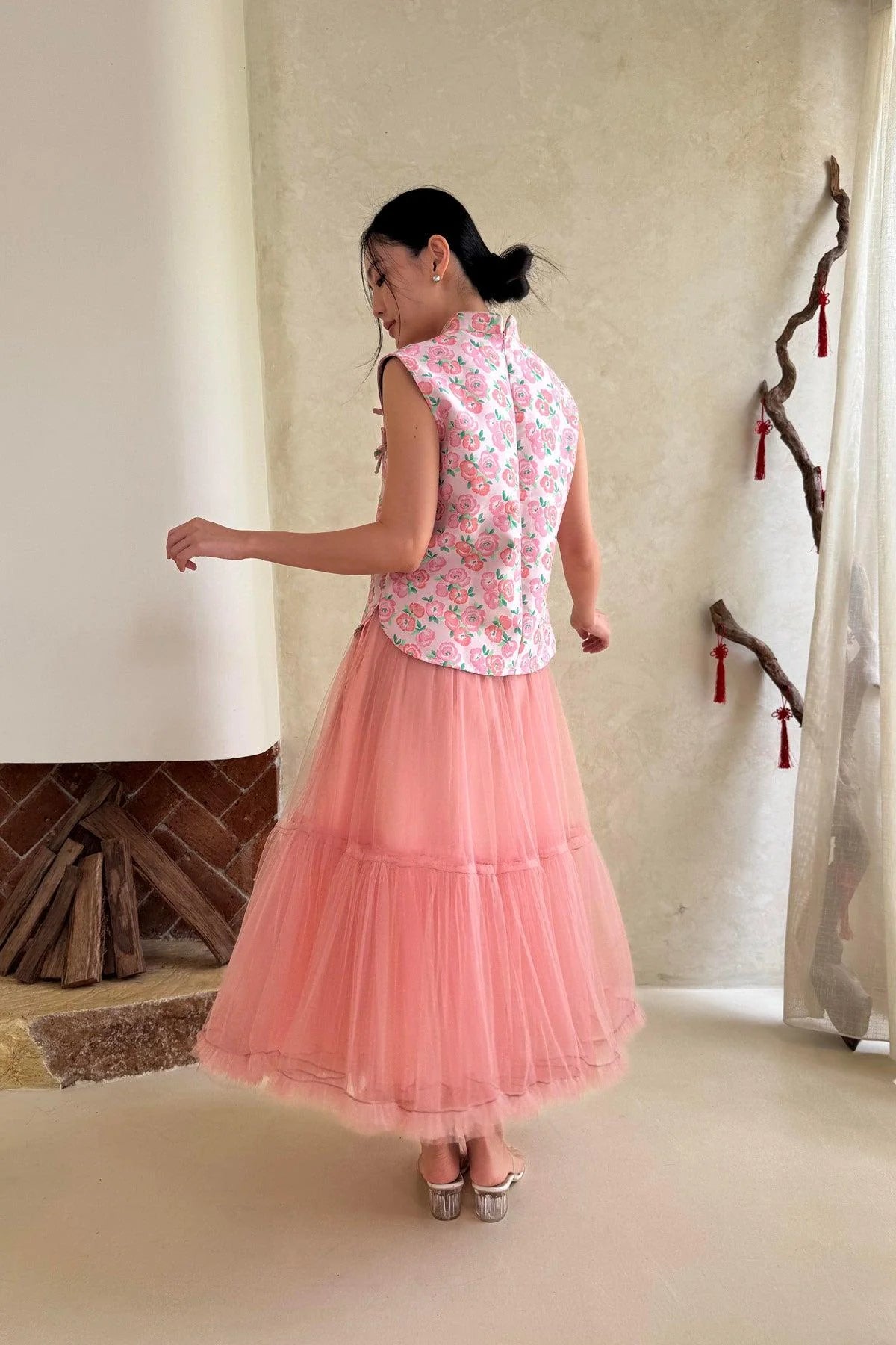 Yang Top Floral Pink