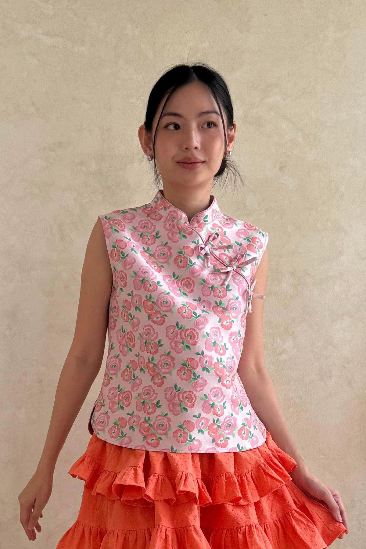 Yang Top Floral Pink
