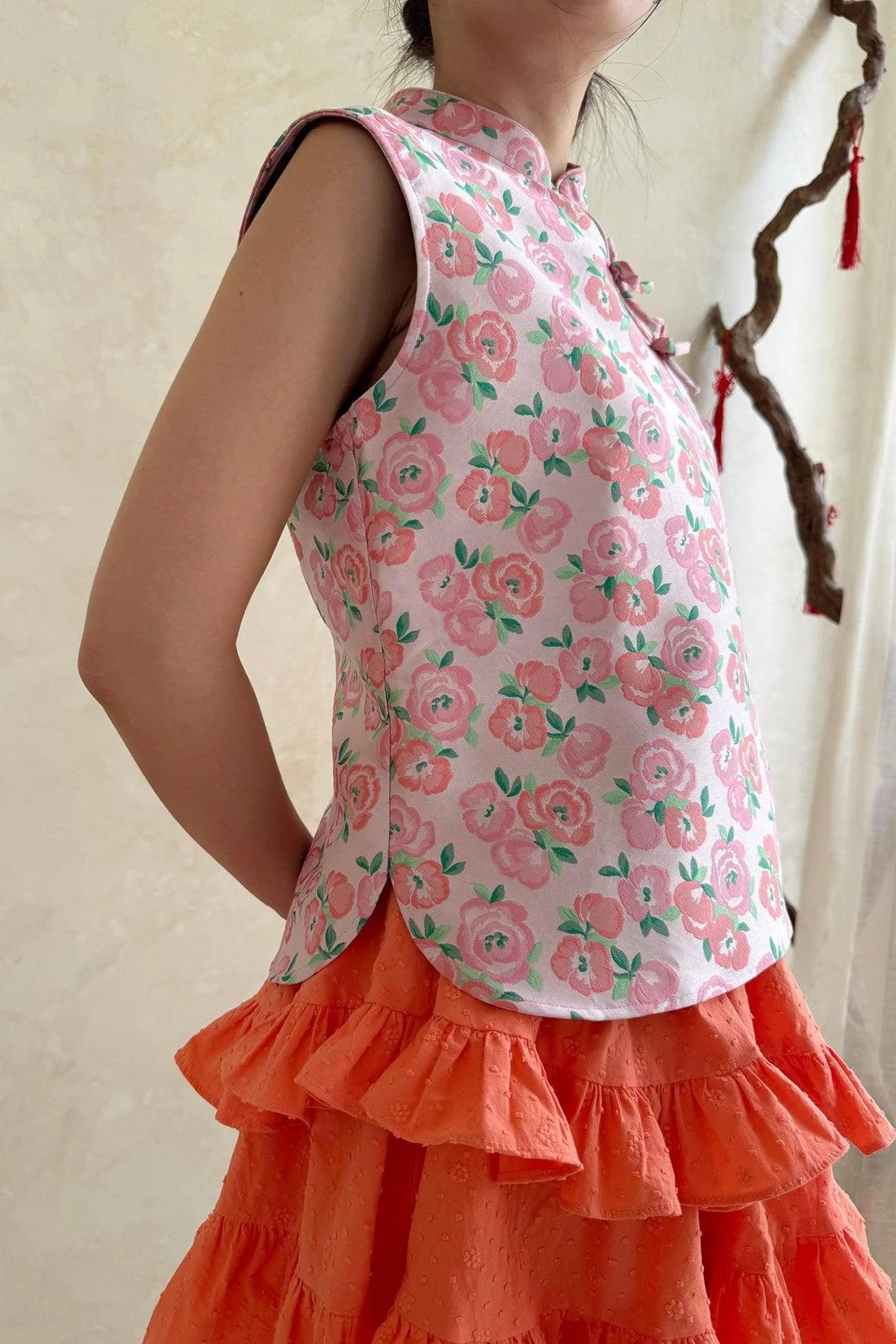 Yang Top Floral Pink