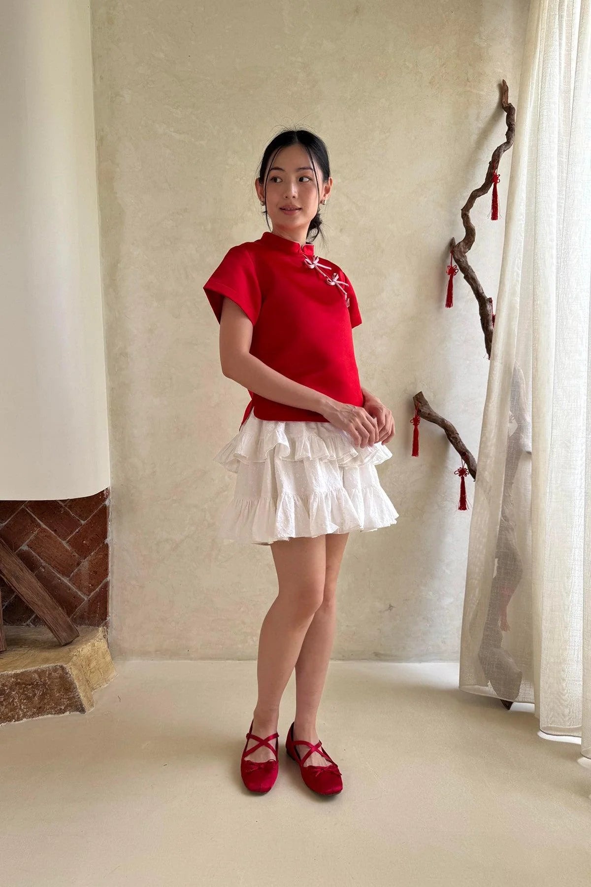 Yin Top Red Satin