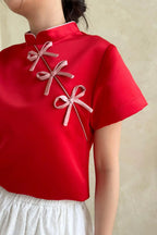 Yin Top Red Satin