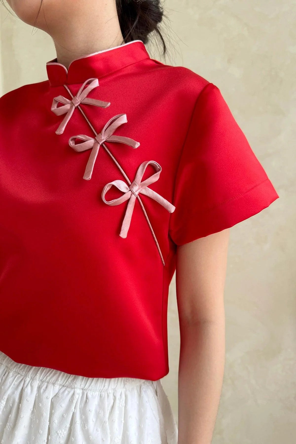 Yin Top Red Satin
