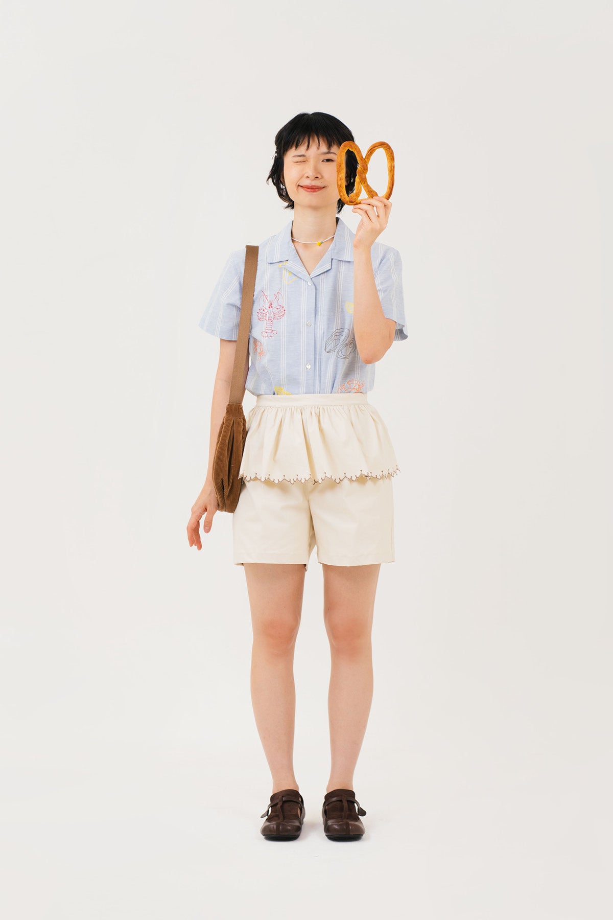Elodie Peplum Shorts Ecru