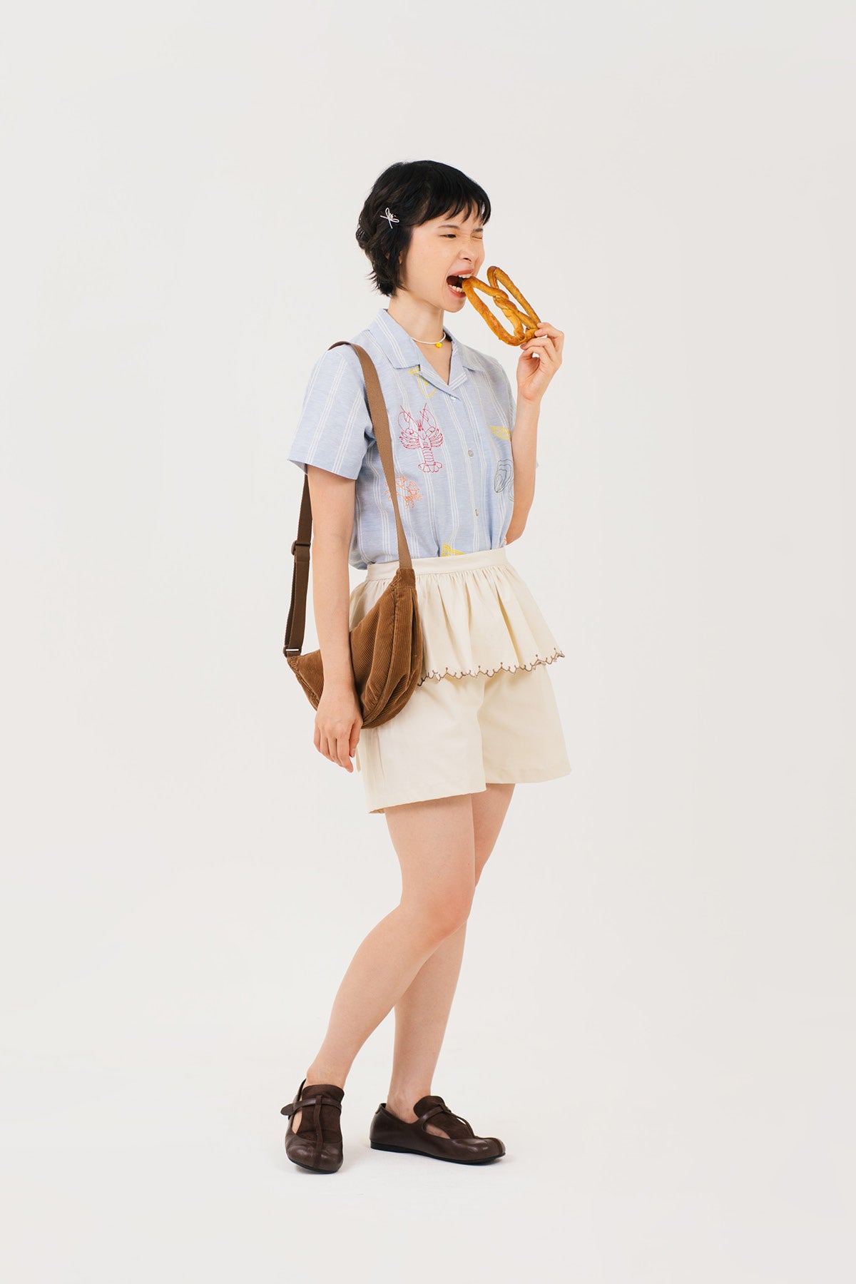 Elodie Peplum Shorts Ecru