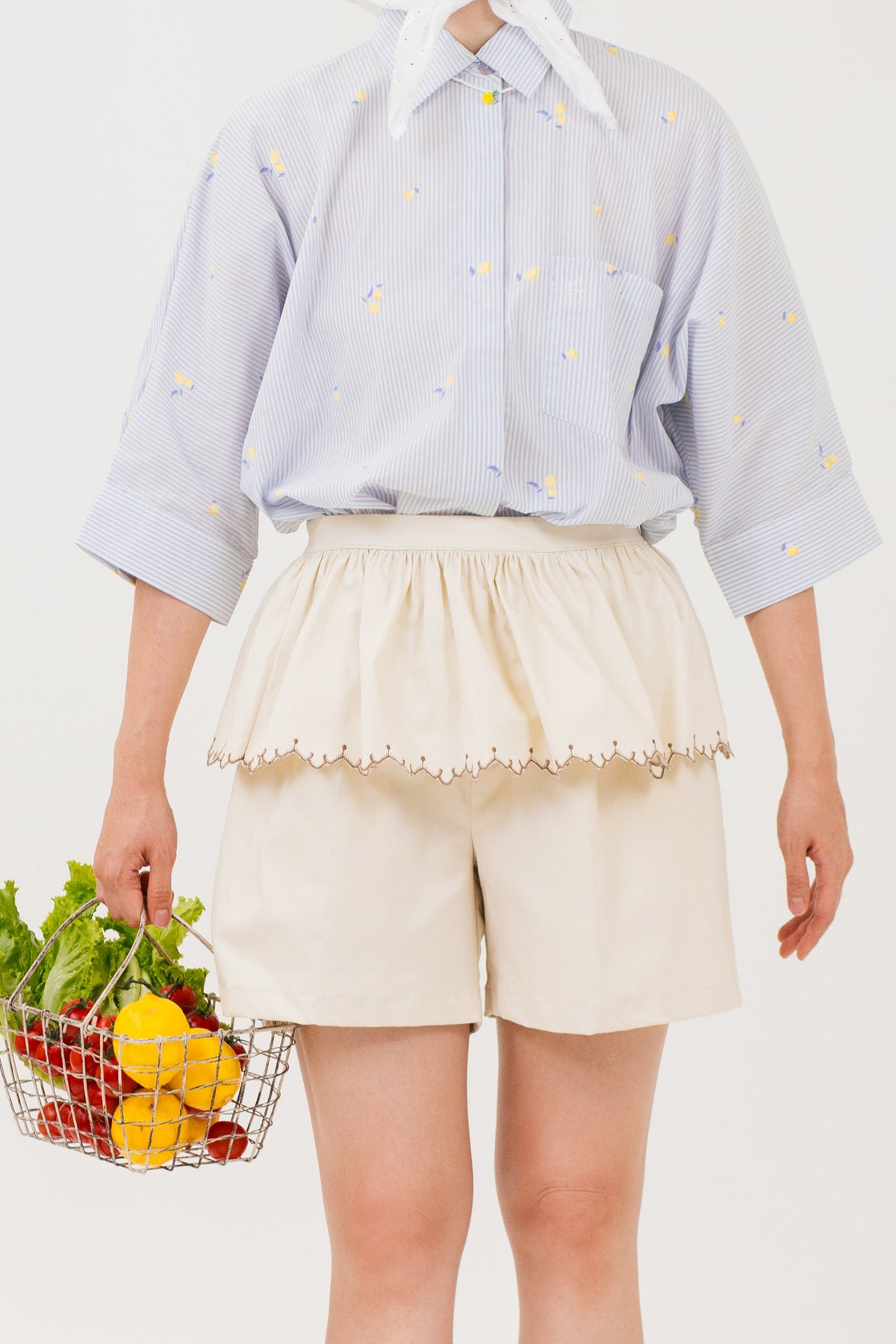 Elodie Peplum Shorts Ecru
