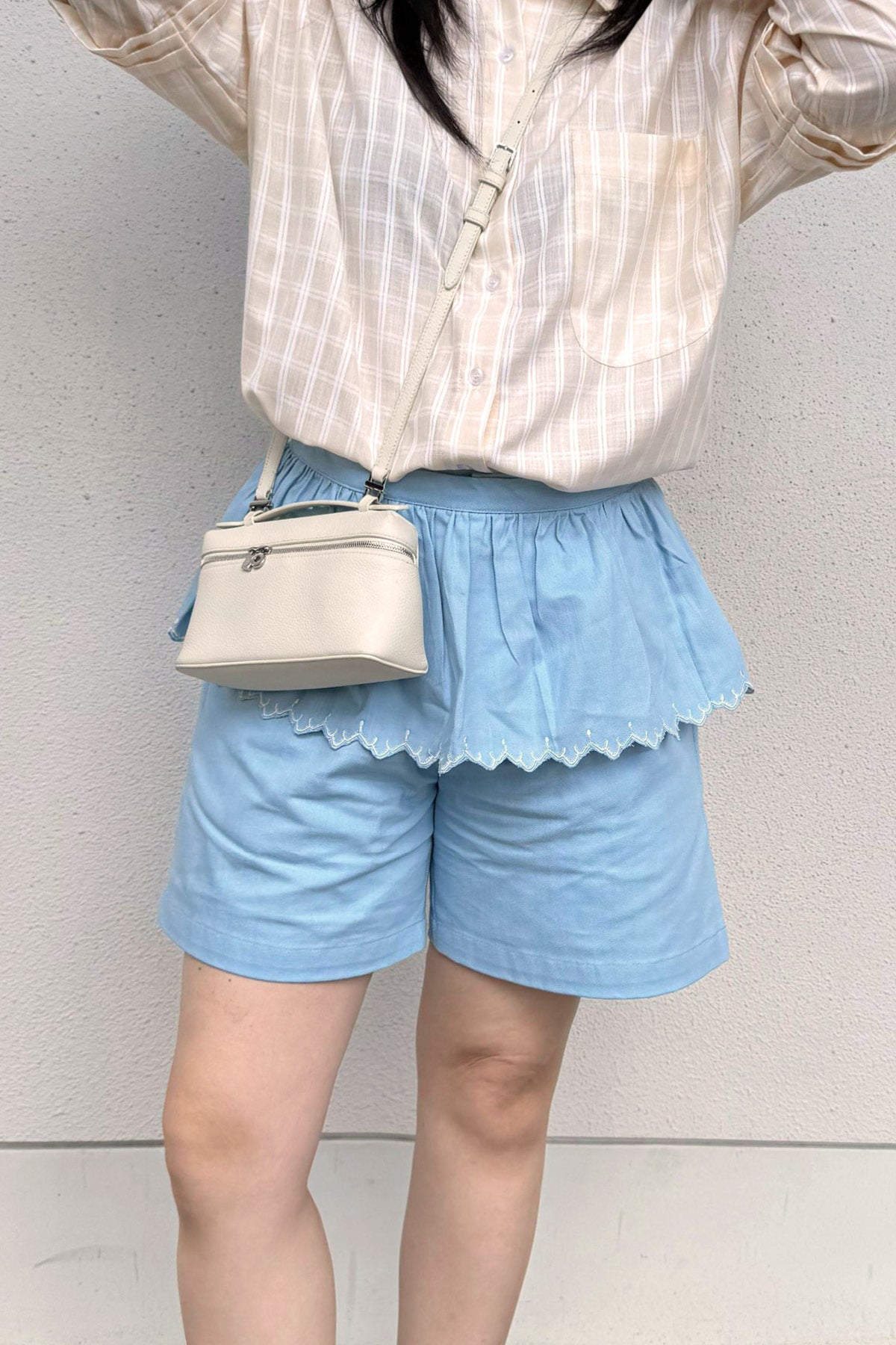 Elodie Peplum Shorts Sky Blue
