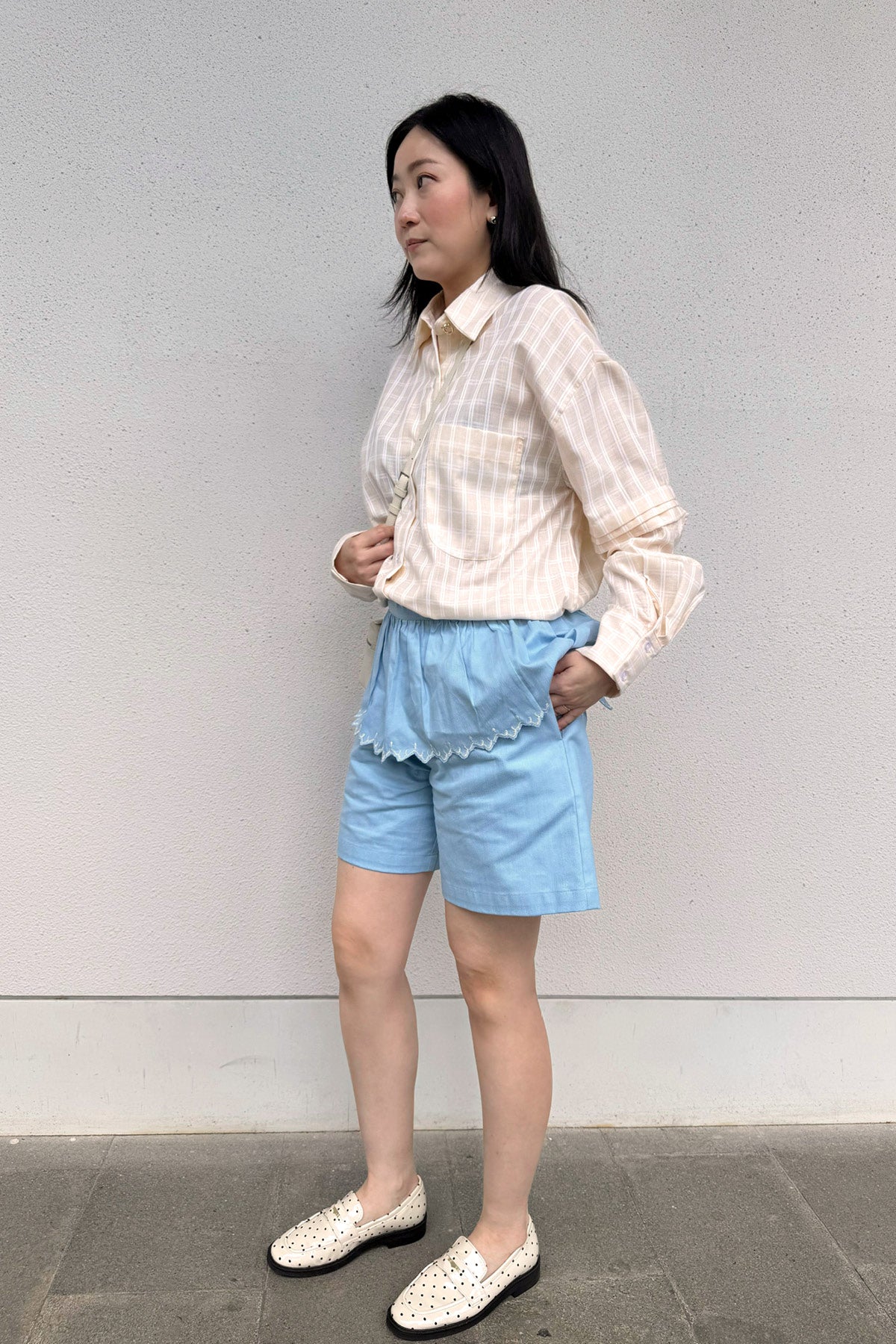 Elodie Peplum Shorts Sky Blue