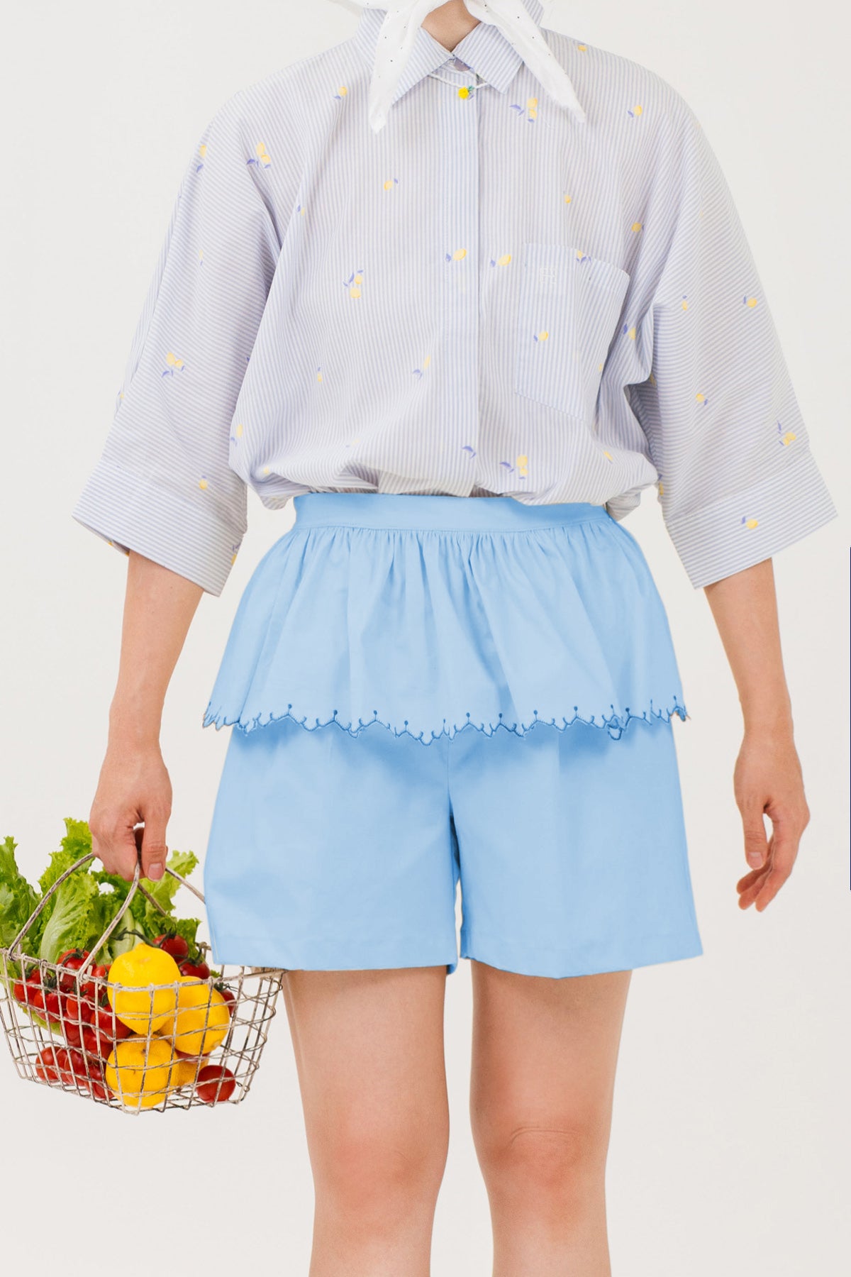 Elodie Peplum Shorts Sky Blue