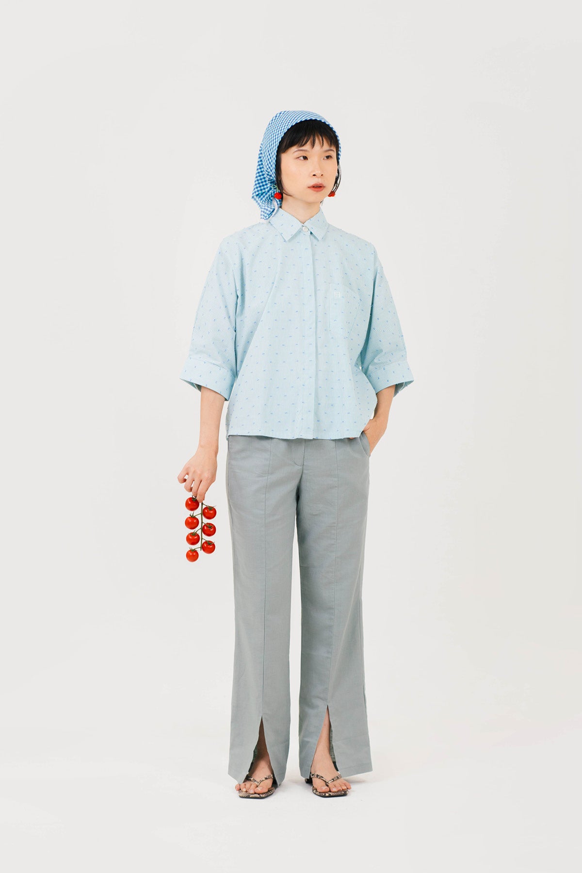 Jardin Shirt Green Blue Dobby